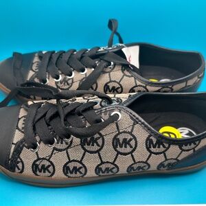 Michael Kors Women's Shoes Size 9 - Mk Logo City Sneakers Black Grey Canvas NWT